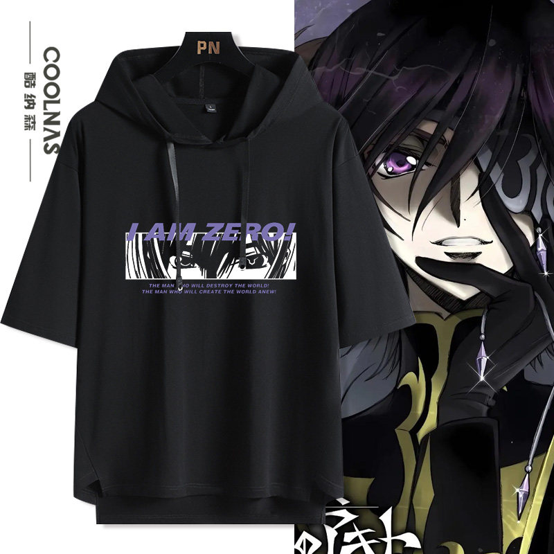 c.c.反叛的鲁路修Code Geass连帽短袖t恤男装夏款宽松二次元衣服