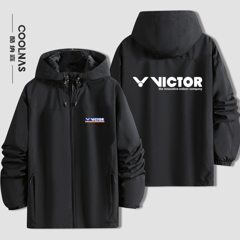 胜利周边羽毛球外套威克多victor定制连帽冲锋衣男女春秋夹克上衣