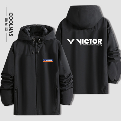胜利周边羽毛球外套威克多victor定制连帽冲锋衣男女秋冬夹克上衣