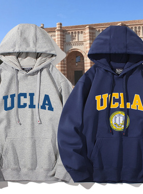 ucla美国加州大学洛杉矶分校篮球运动重磅连帽卫衣春秋薄款外套潮