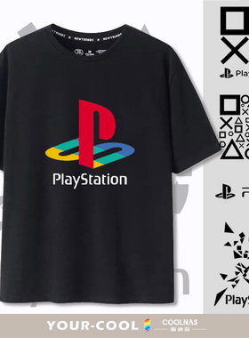playstation索尼PS游戏机ps4经典logo男士短袖t恤纯棉宽松大码夏
