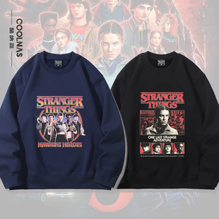 NASA 上衣服潮 AW美剧怪奇物语周边圆领卫衣男女秋冬加绒上衣新款