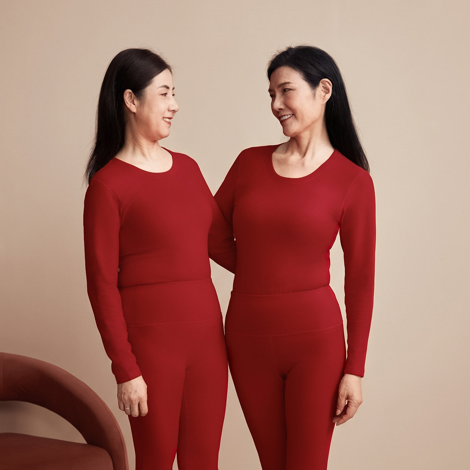 OGET本命年大红色德绒保暖内衣套装女士秋衣秋裤套装内搭打底上衣