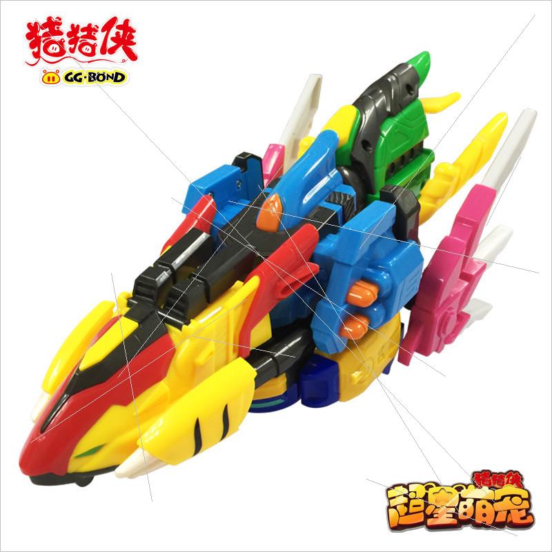 春节不打烊正版猪猪侠之超星萌宠变形玩具超新飞船舰队回力五合体