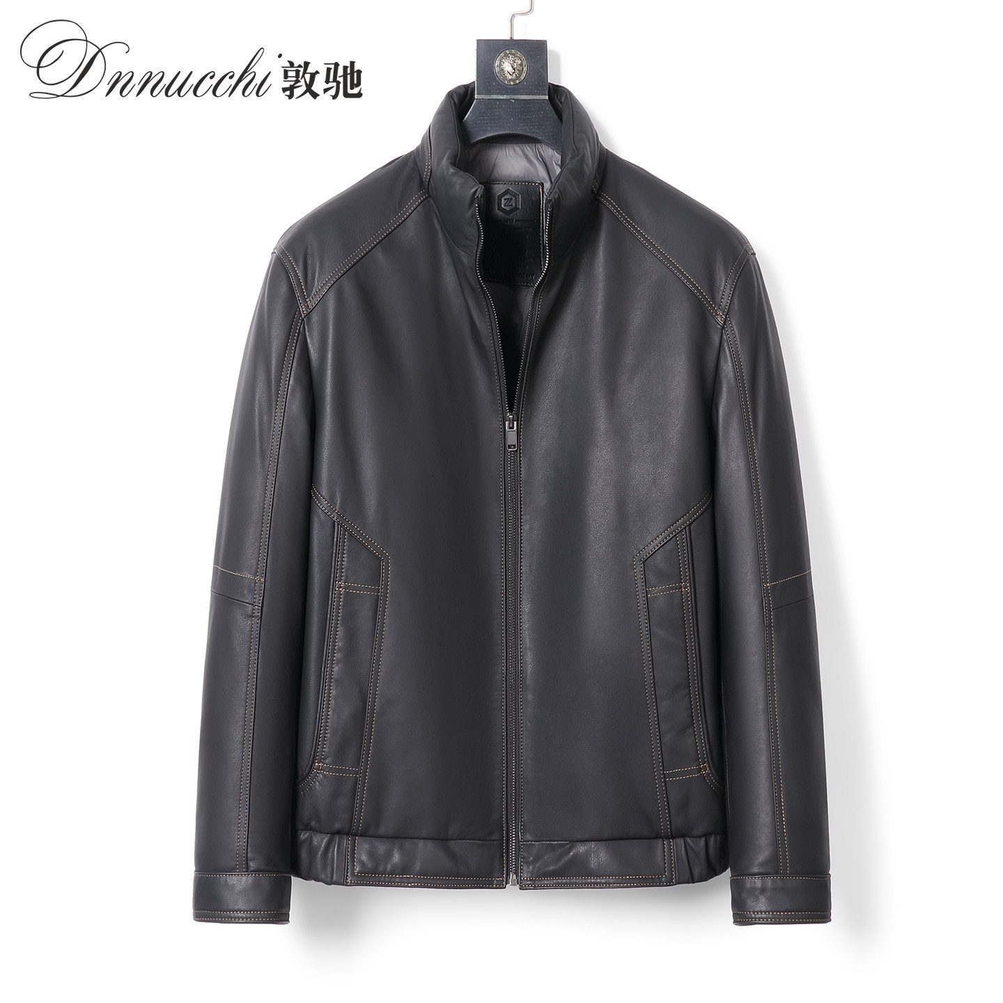敦驰海宁真皮皮衣男短款立领夹克羽绒服头层牛皮夹克冬季时尚外套