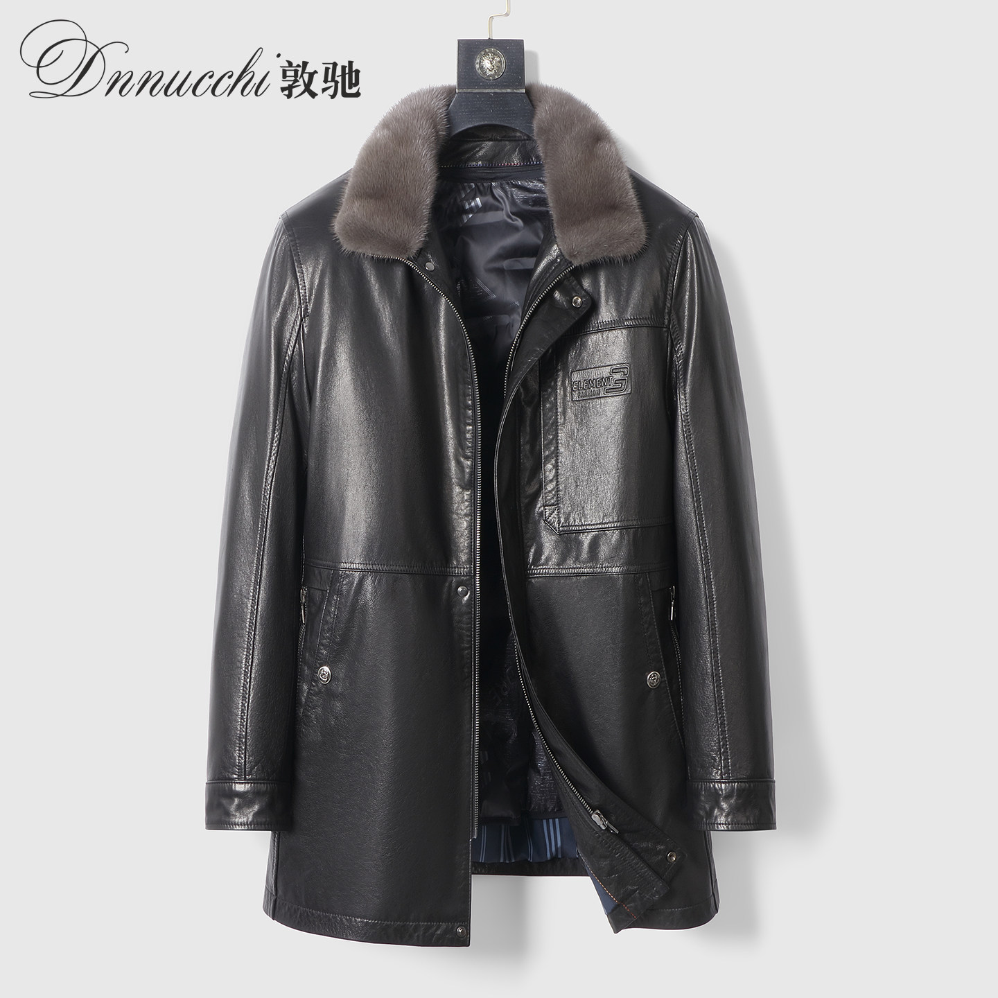 真皮皮衣男牛皮夹克羽绒服外套厚