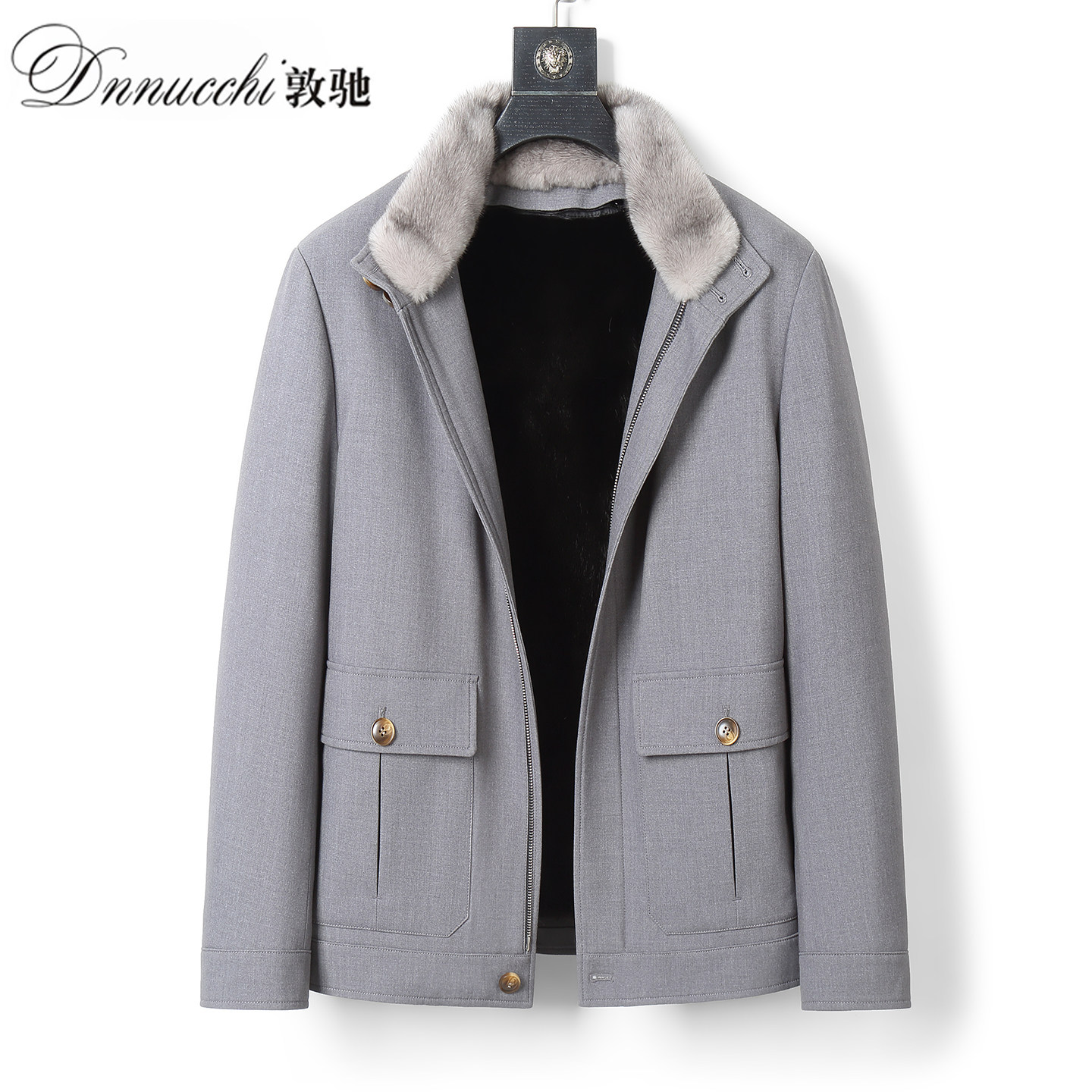 厚款翻领派克服男短款水貂内胆