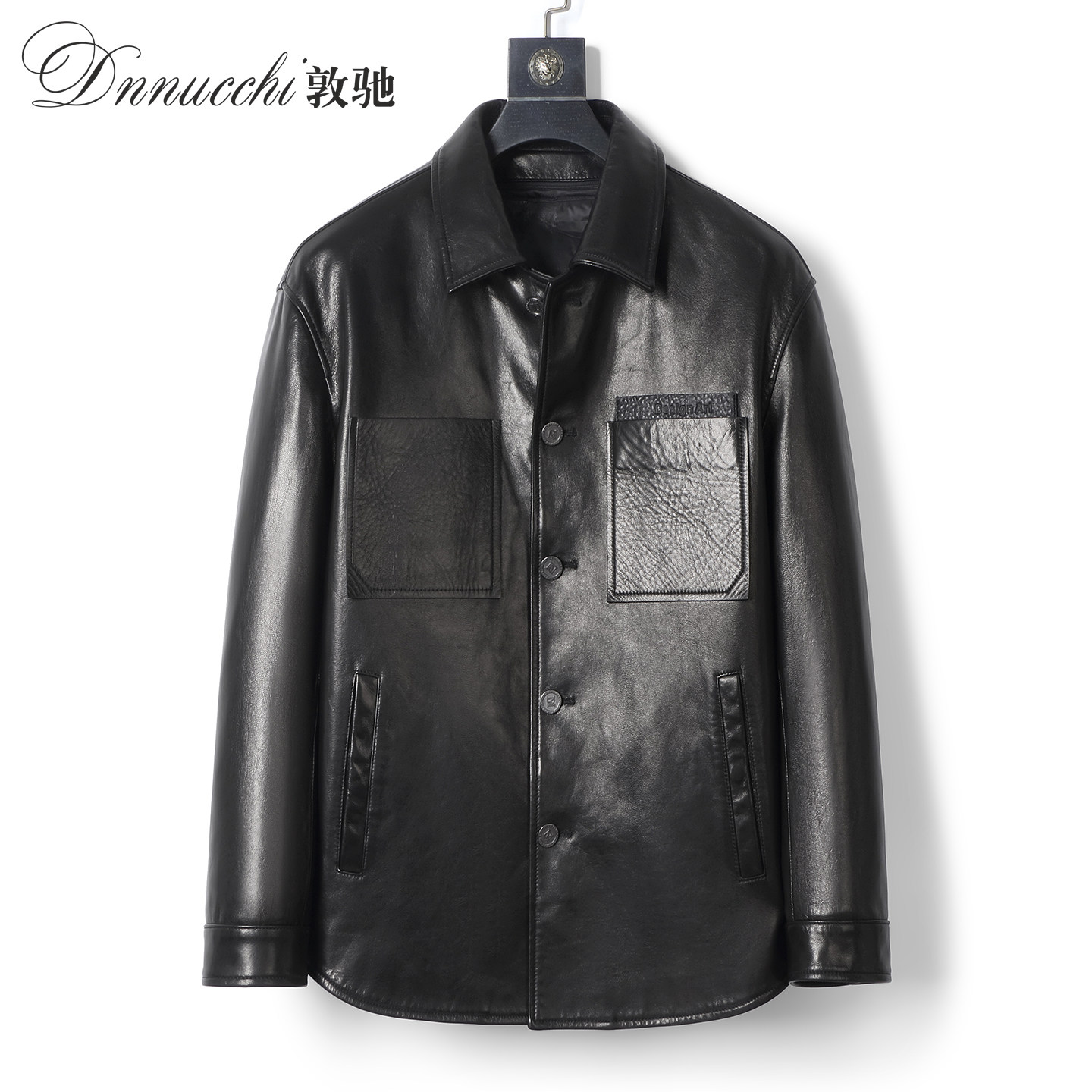 真皮皮衣男士山羊皮羽绒服外套潮