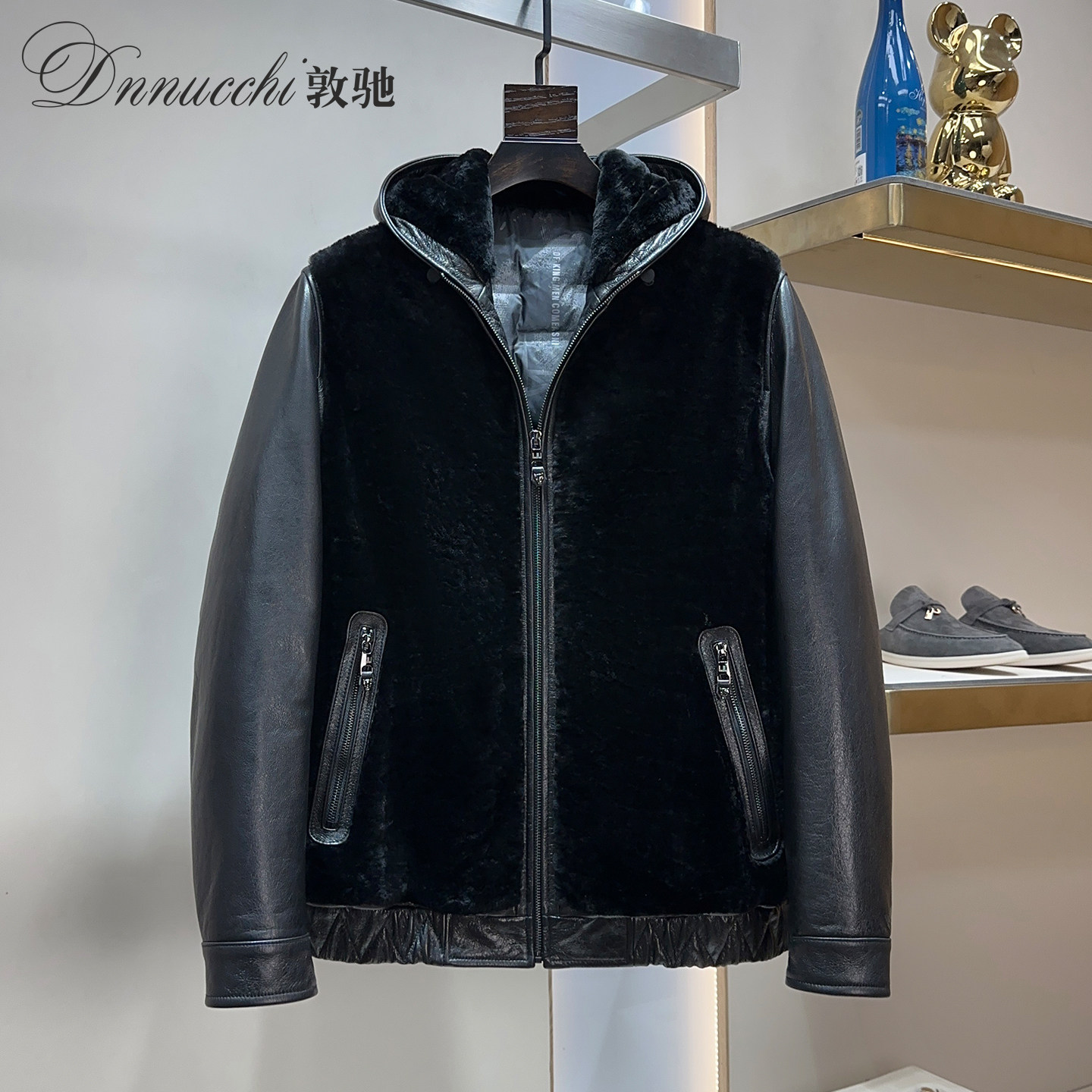 真皮皮衣男士羽绒服外套皮毛一体
