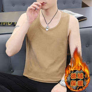 棉坎肩秋衣 加绒加厚无痕发热无袖 德绒保暖背心男士 内穿打底秋冬季
