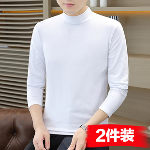 长袖 内搭男装 T恤半高领秋衣上衣打底衫 2025新款 秋季 纯棉中领男士