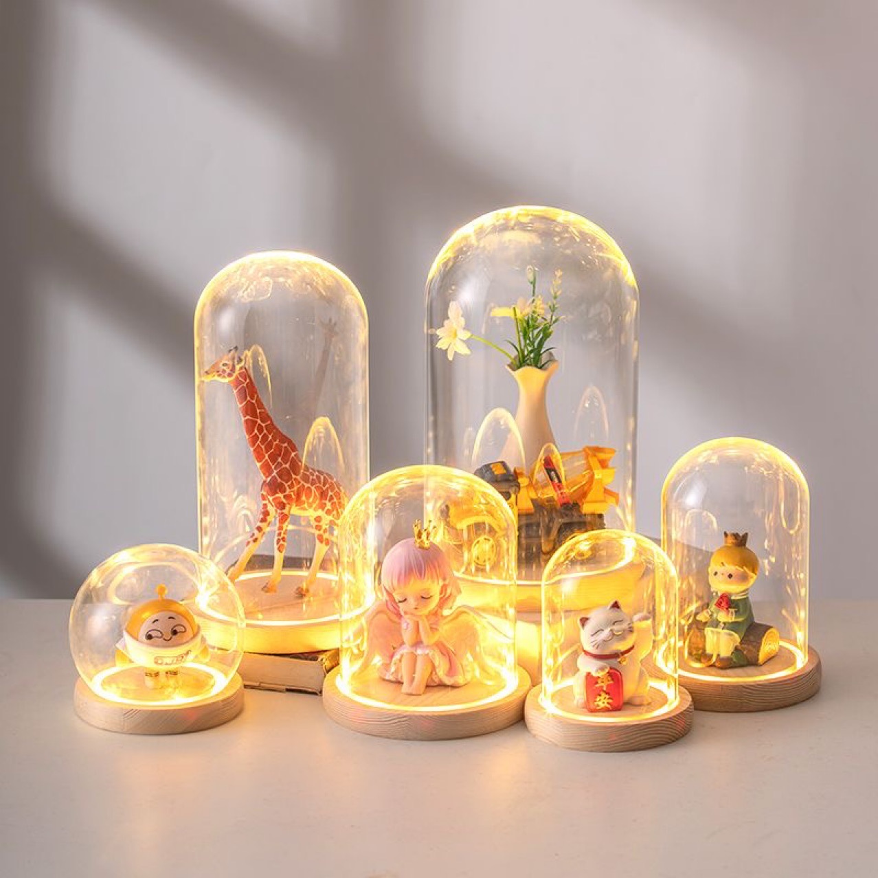 玻璃罩透明展示防尘罩粘土手办盲盒手模桌面摆件跨境厂家直供