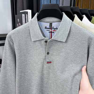 秦氏凰腾男装工厂店【春秋长袖100%棉】门襟刺绣男POLO衫SYD25627