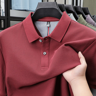 polo衫 100%纯棉长袖 商务翻领全棉T恤纯色男 下摆开衩 川池男装