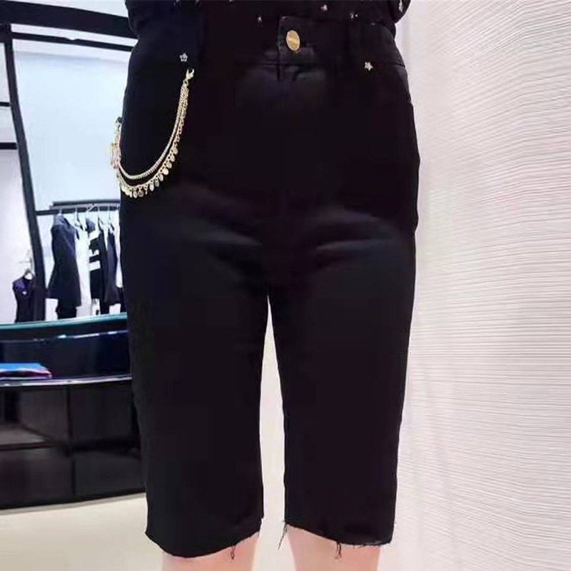 新颖阿玛施正旗舰店官网2020春夏新款女装百搭五分骑行牛仔休闲裤