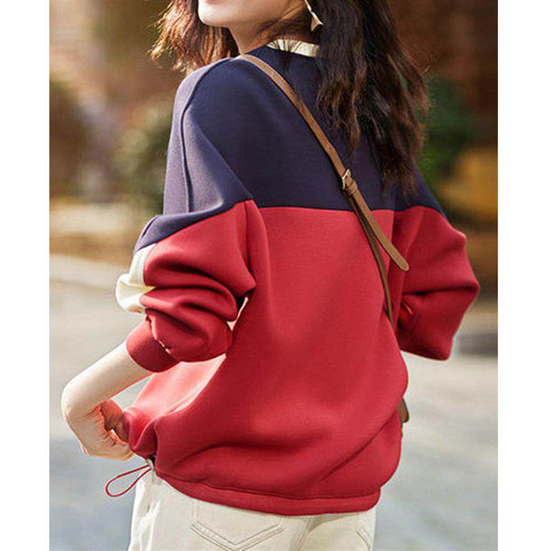 女士红色卫衣外套2026新款春秋时尚减龄薄款长袖圆领上衣洋气