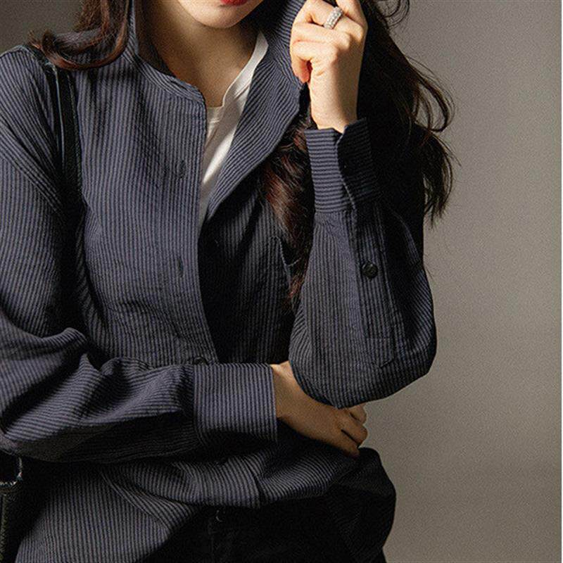 慵懒放松的感廓形 衬衣 条纹颜色太气质了时尚气质法式风情