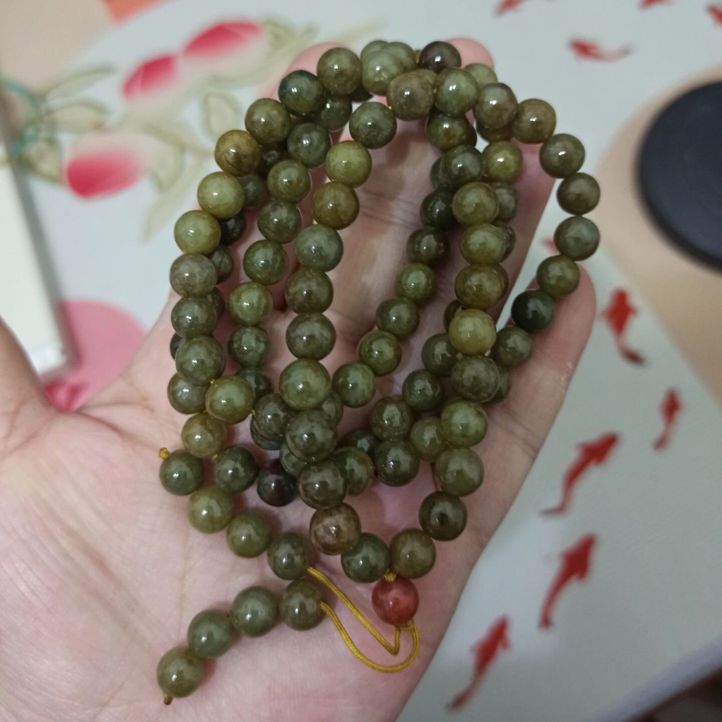 212天然翡翠墨翠项链珠链约108颗圆珠卡8mm手串饰品满48元包邮