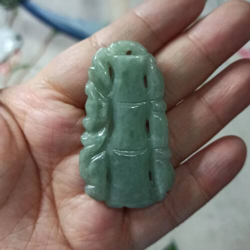 天然翡翠竹节吊坠绿底飘花
