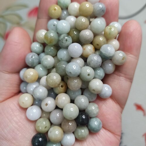 天然翡翠散珠圆珠卡8mm左右