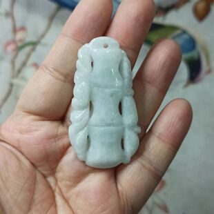 106缅甸天然翡翠竹节吊坠微棉飘花卡52X29mm左右雕刻件满48元包邮