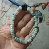 395缅甸天然翡翠算盘珠手串卡8X3mm左右单圈毛毛虫手链满48元 包邮