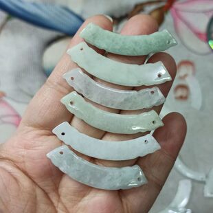 280天然翡翠玉璜项链吊坠卡40mm左右编绳材料玉衡配件满48元包邮