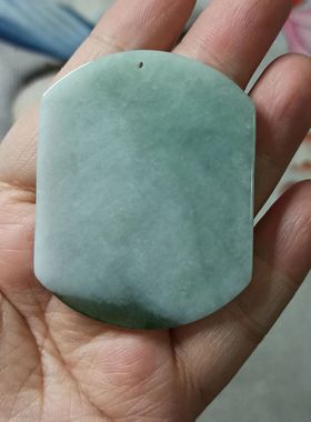 217天然翡翠平安无事牌飘花刮痧板卡55X43mm左右吊坠玉牌玉坠特色