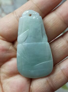 天然翡翠竹节吊坠紫翡飘绿