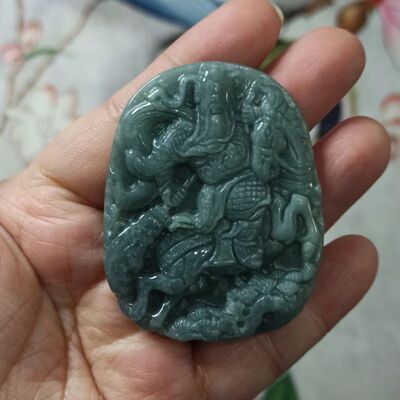 绿底飘花关二爷关公武圣