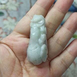 252缅甸天然翡翠吊坠如意福寿貔貅福纹花生卡47X20mm左右48元包邮