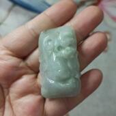 332缅甸天然翡翠吊坠雕刻件蝙蝠葫芦飘花卡47X27mm左右满48元 包邮