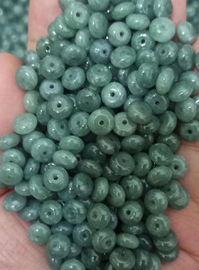 322天然翡翠危料蓝水算盘珠散珠卡7x4mm左右蓝绿色特出满48元包邮