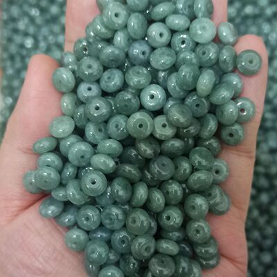 翡翠危料蓝水算盘珠散珠