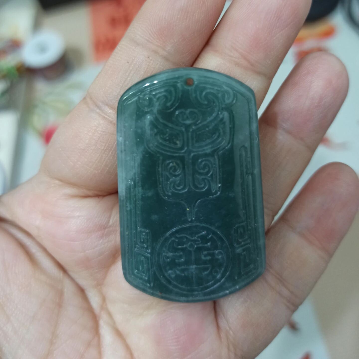 125天然翡翠雕刻仿古福牌挂牌危料福纹兽牌卡48X30mm左右满48包邮