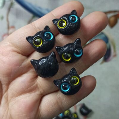 树脂卡通饰品配件大眼猫头左右