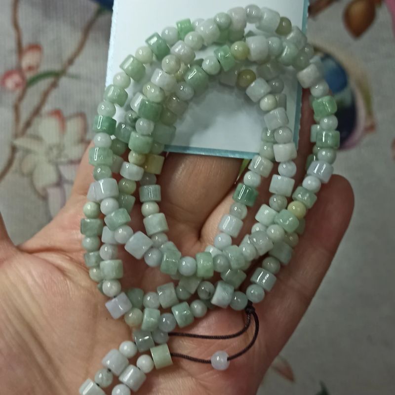 天然翡翠项链桶珠多圈珠链手串