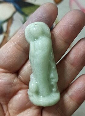 411缅甸天然翡翠吊坠山水悟道牌卡56X22mm左右随型牌子48元包邮