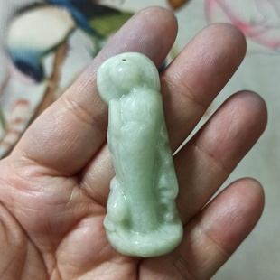 411缅甸天然翡翠吊坠山水悟道牌卡56X22mm左右随型牌子48元包邮