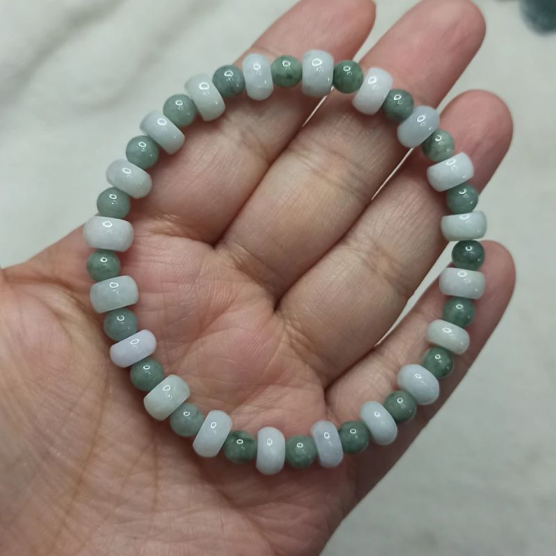 缅甸天然翡翠算盘珠手串珠子