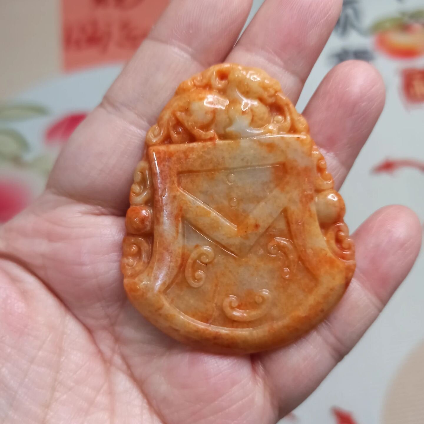 219缅甸天然翡翠雕刻仿古福牌吉祥貔貅牌卡55X44mm左右满48包邮