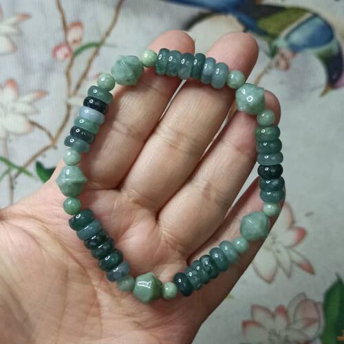 危料天然翡翠算盘珠手串珠子