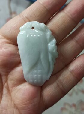 269缅甸天然翡翠吊坠雕刻件福纹如意玉米卡45X26mm随型满48元包邮