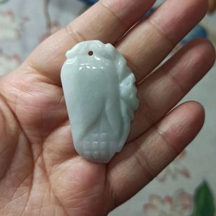 269缅甸天然翡翠吊坠雕刻件福纹如意玉米卡45X26mm随型满48元 包邮
