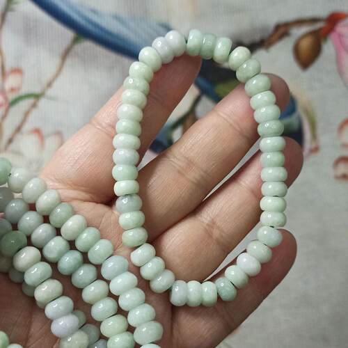 天然翡翠算盘珠手串珠子鼓珠