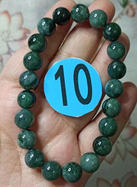 387天然翡翠手串危料蓝水飘花圆珠珠链卡9.8mm左右手链单圈微棉