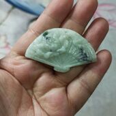 282缅甸天然翡翠吊坠飘花凤穿牡丹扇子牌卡32X51mm左右满48元 包邮