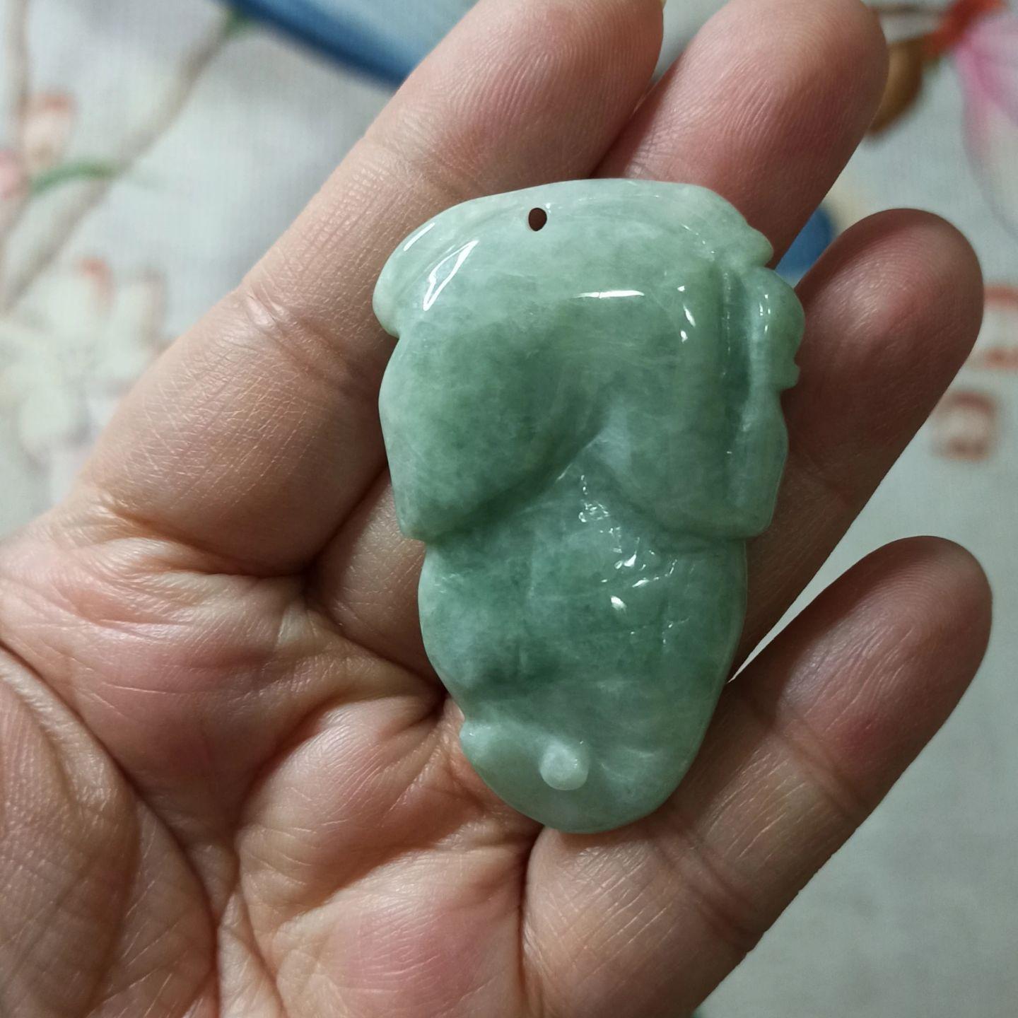 天然翡翠吊坠雕刻件手把件