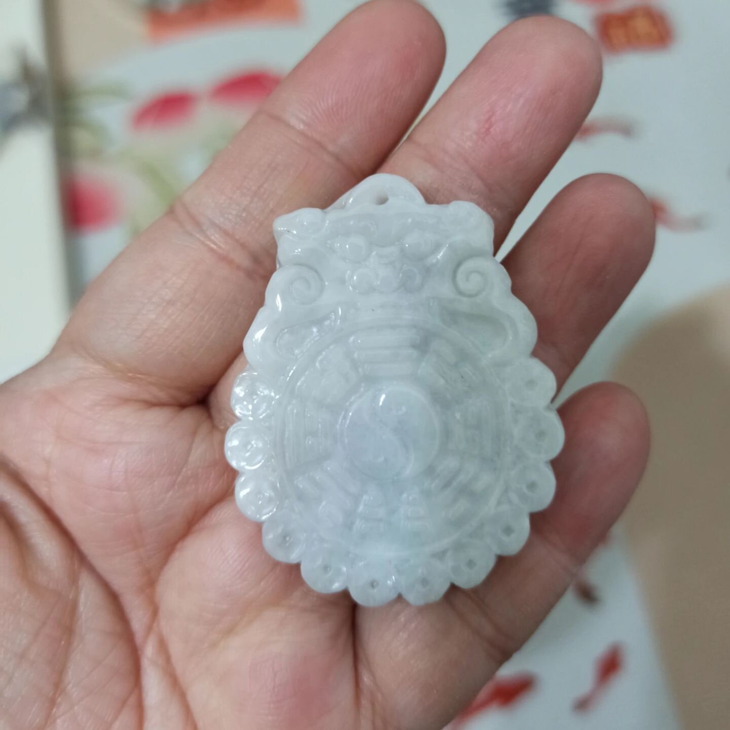 430缅甸天然翡翠雕刻仿古福牌挂牌福纹兽牌卡47X37mm左右满48包邮