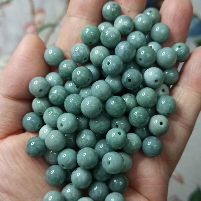翡翠危料蓝水圆珠散珠卡8mm左右